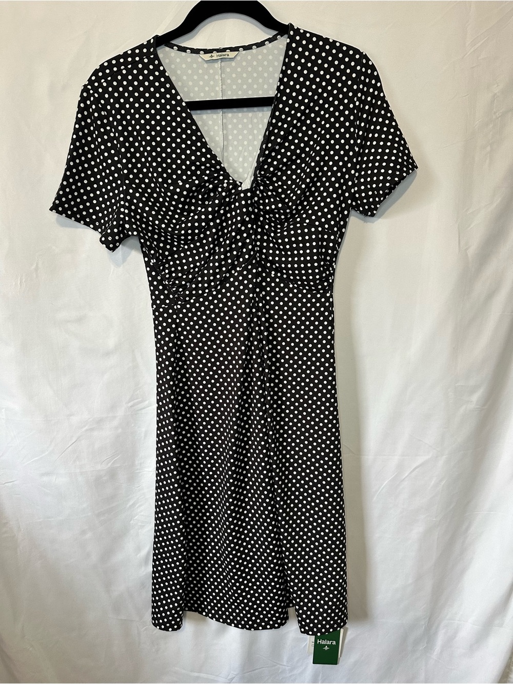 Halara Black White Polka Dot Twist Front Dress NWT Size M Medium